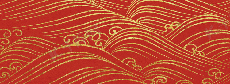 红色复古中式烫金风浪花底纹背景
