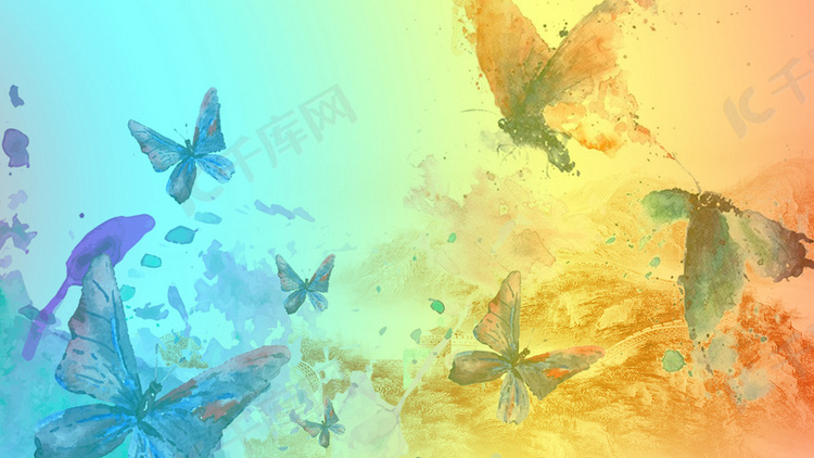 水彩蝴蝶背景海报