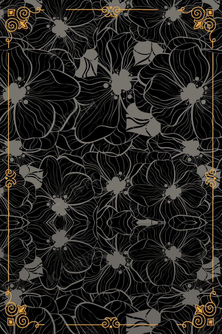 黑色花纹简约h5