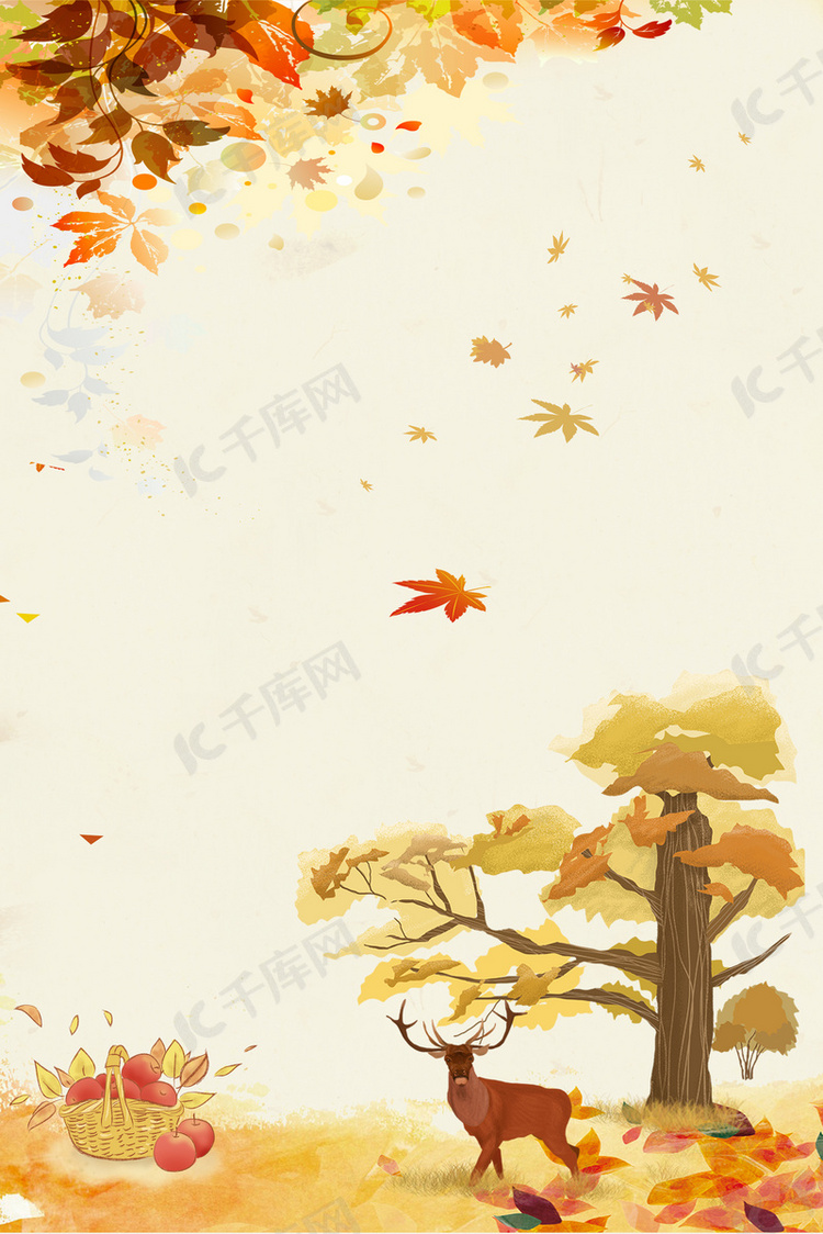 彩色枫叶植物秋季背景