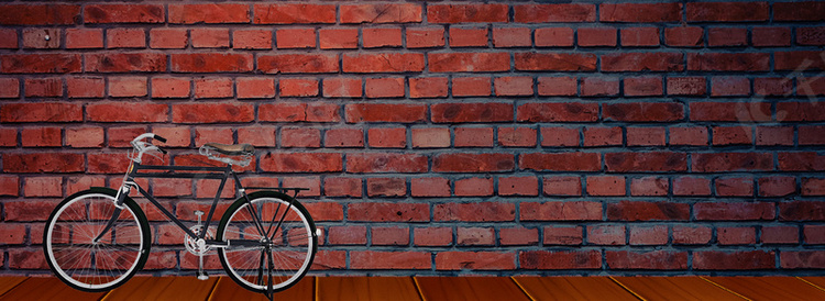 90年代老自行车砖墙海报背景