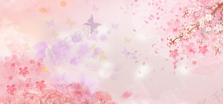 秋季家纺新品粉色鲜花banner