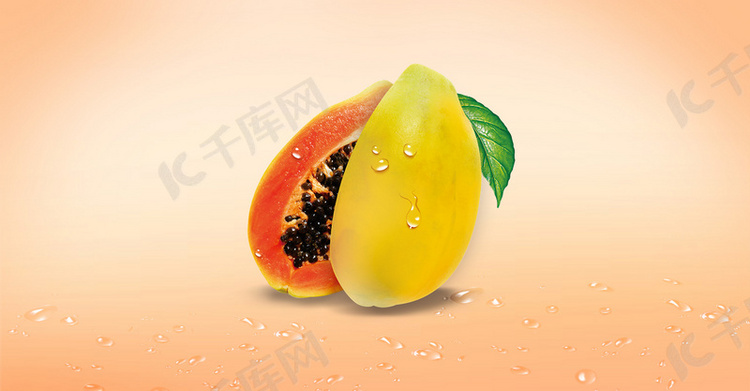 创意木瓜季节水果促销海报背景