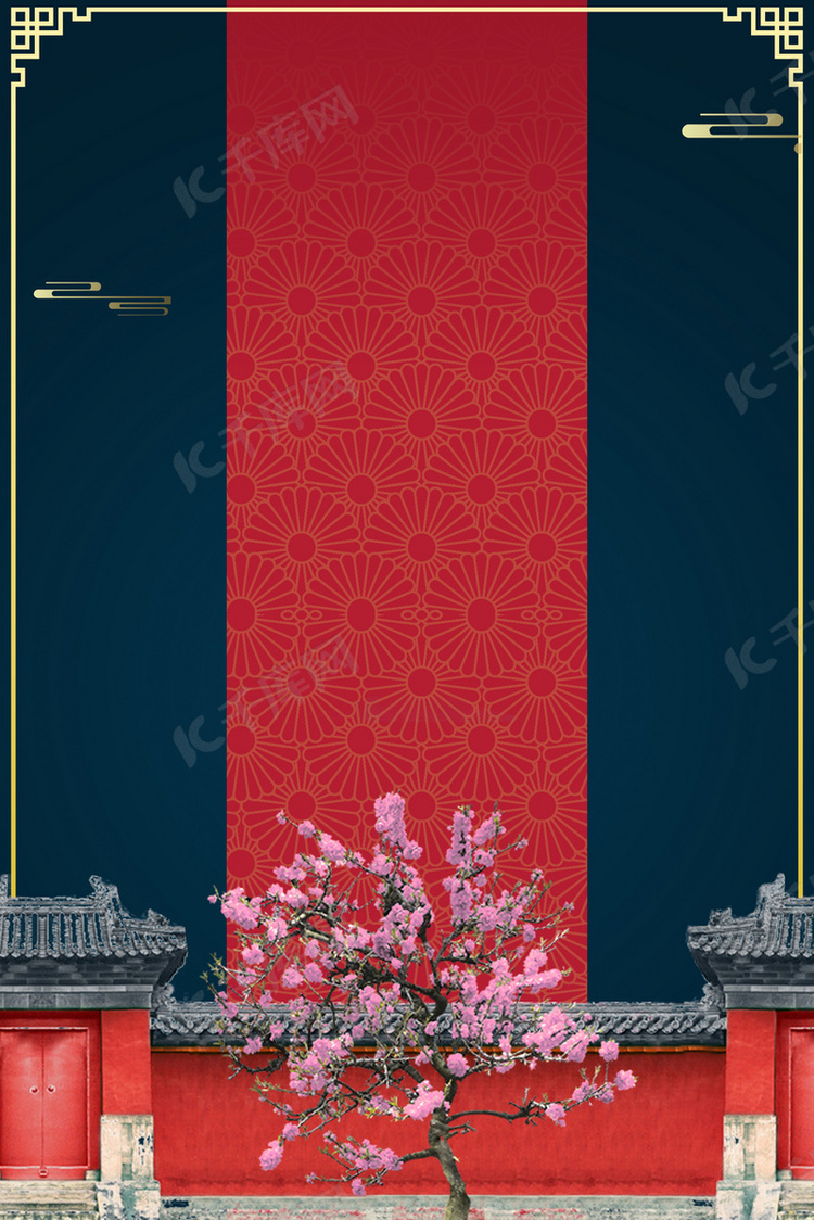 平面设计中国风宫廷质感海报背景