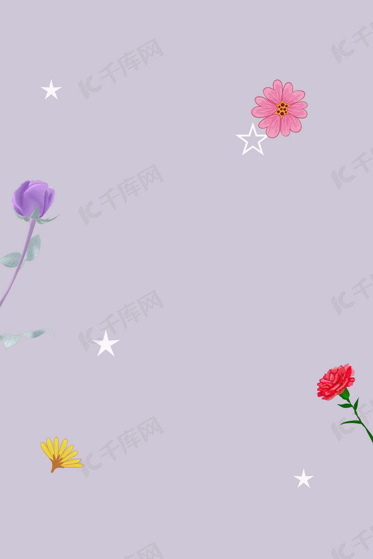 清新花朵浅紫色背景