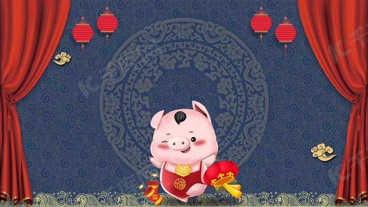 中国风猪年新年背景海报