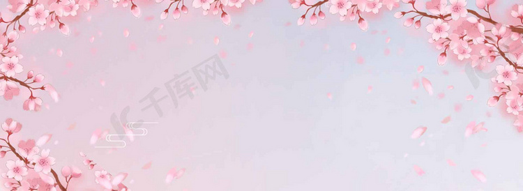 桃花节文艺小清新渐变粉banner