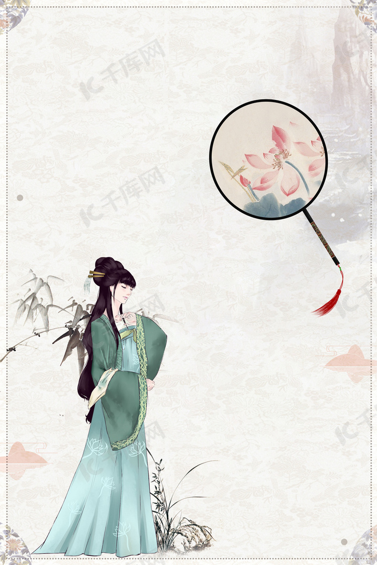 中国传统刺绣工艺海报背景