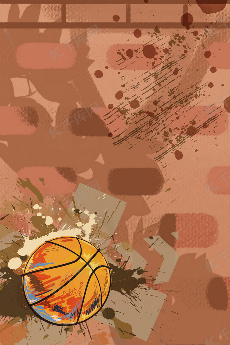 运动篮球赛卡通手绘背景