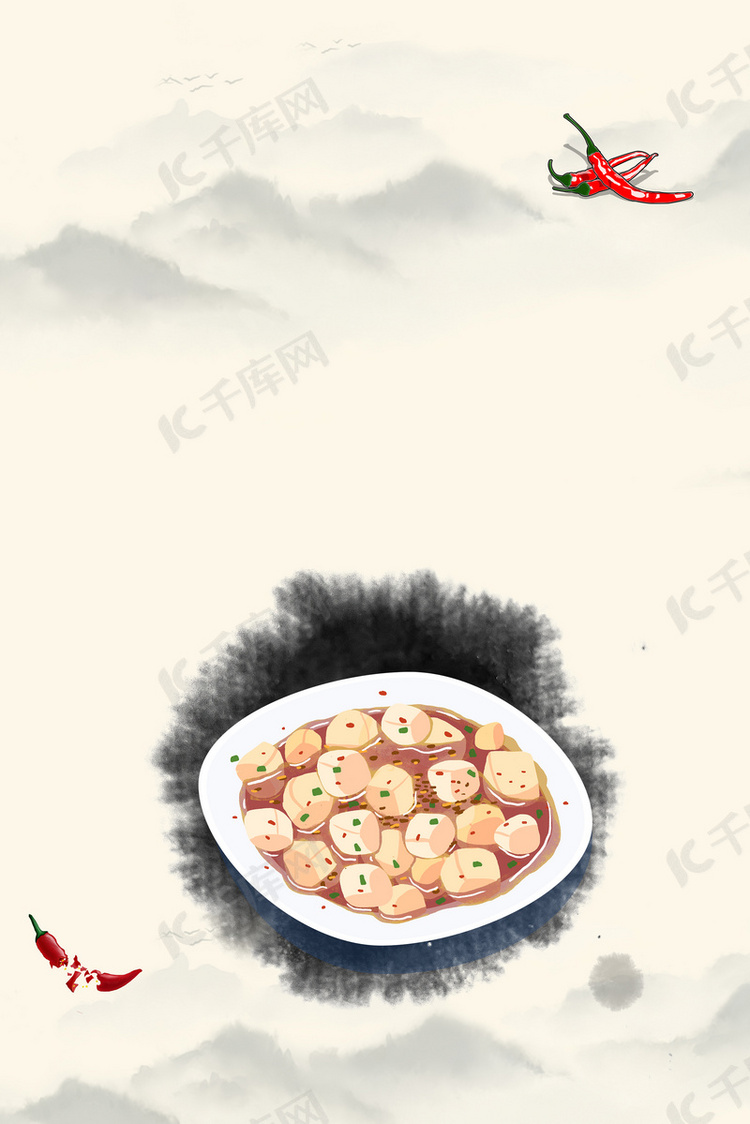 麻婆豆腐川菜美食背景图片免费下载-千库网