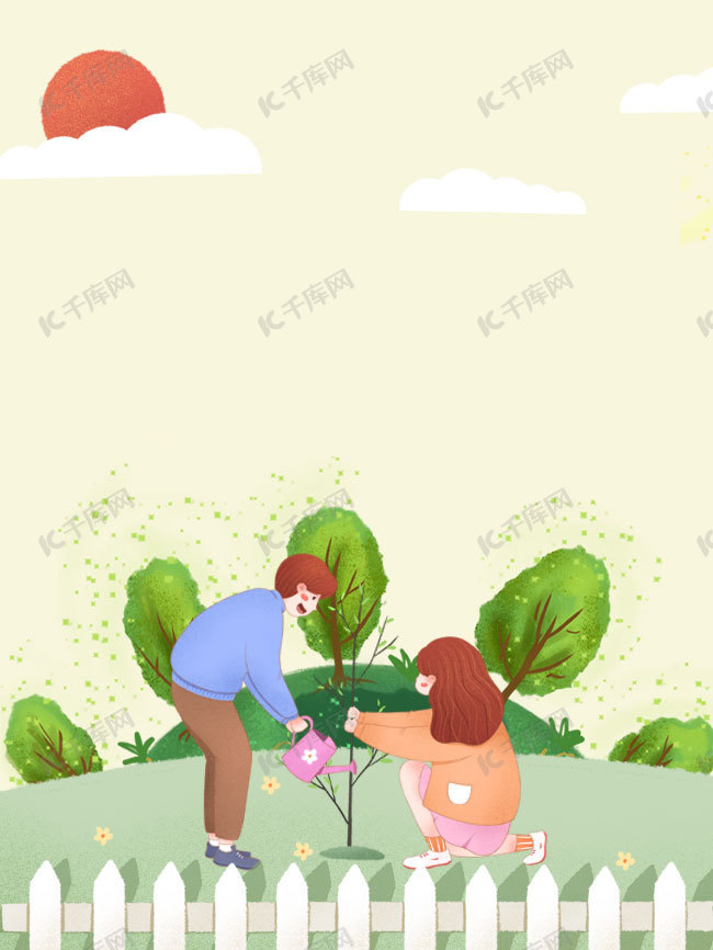 植树节卡通背景素材