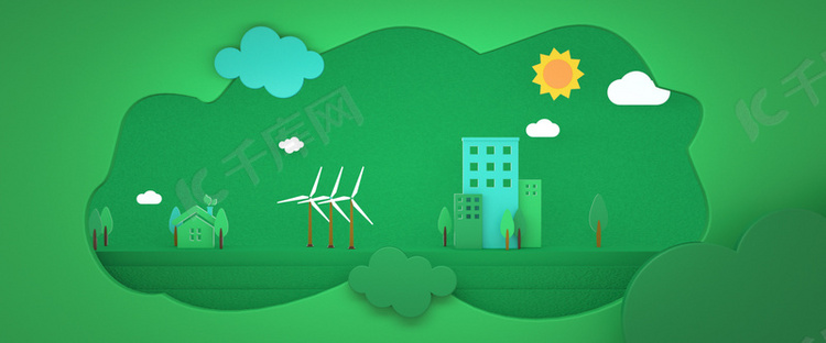 C4D绿色环保节能海报背景