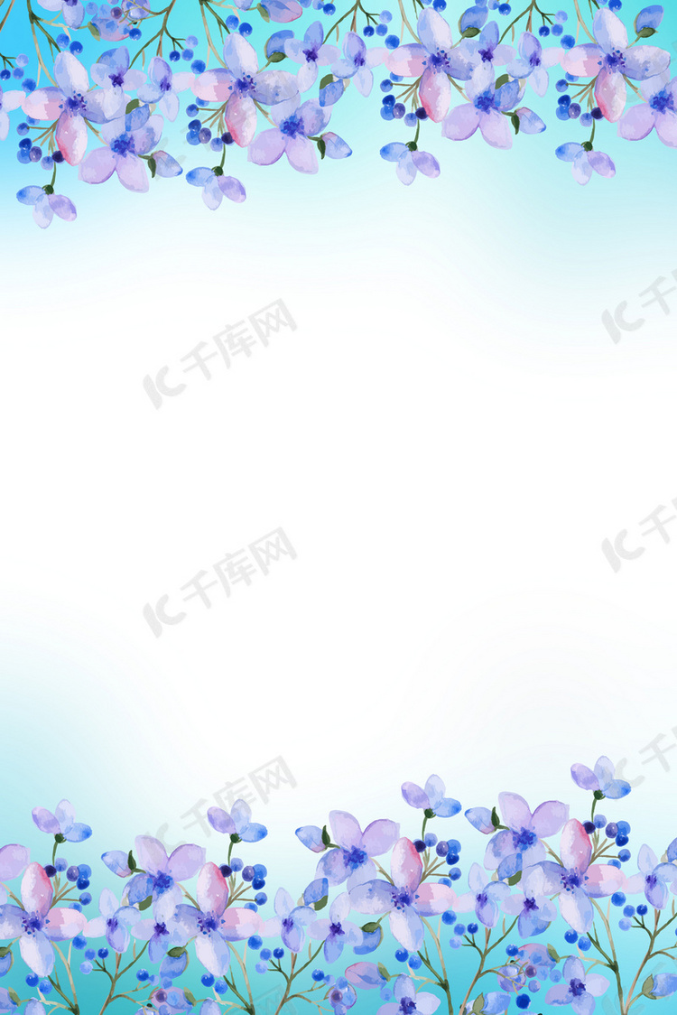 清新颜料花朵淡蓝色背景素材