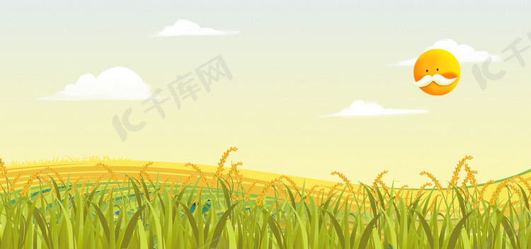 小满节气绿色麦穗卡通banner