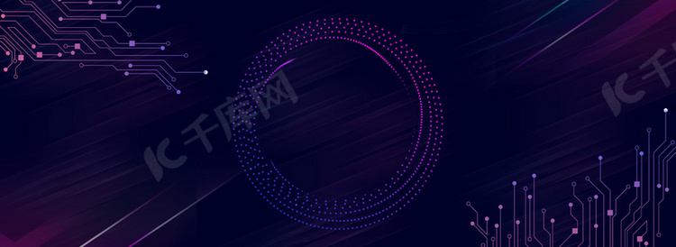 科技线条紫色banner背景