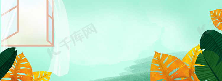 春天文艺窗外景色蓝色banner