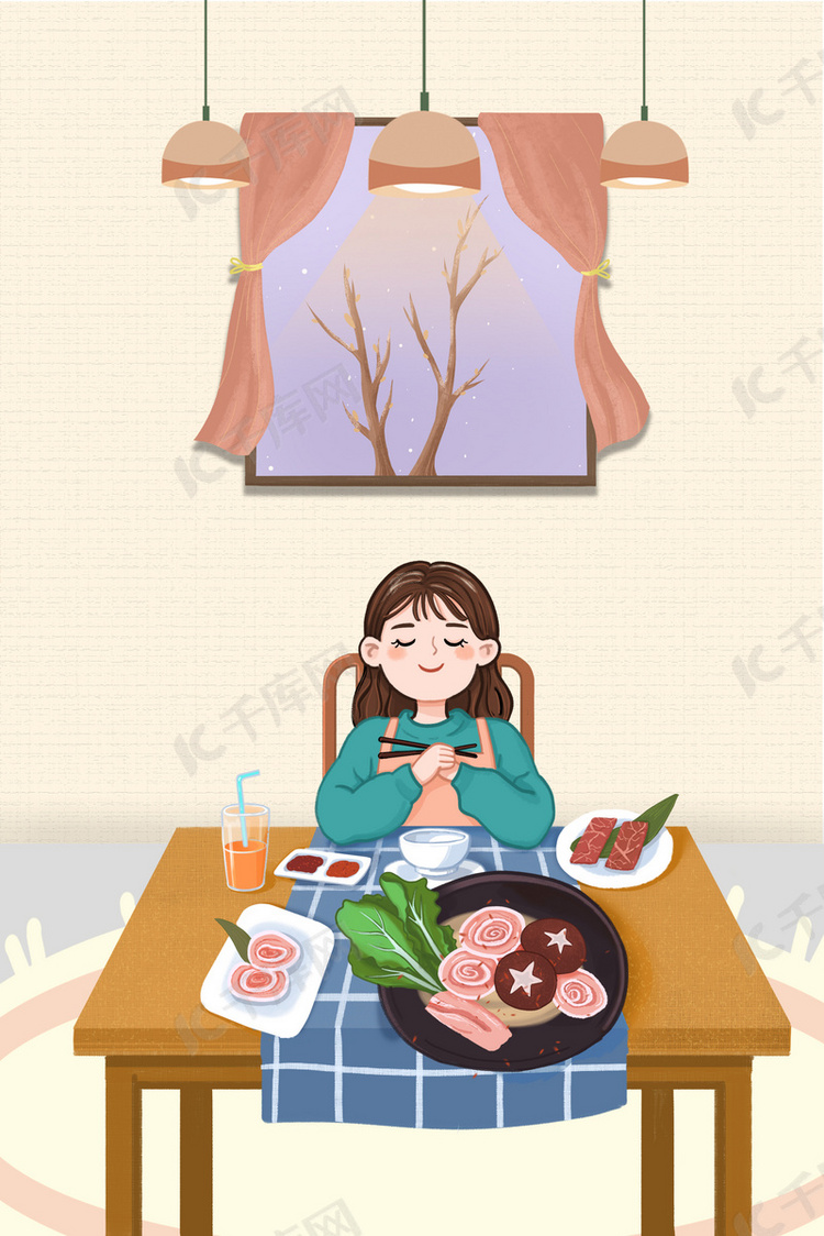 简约清新少女美食背景