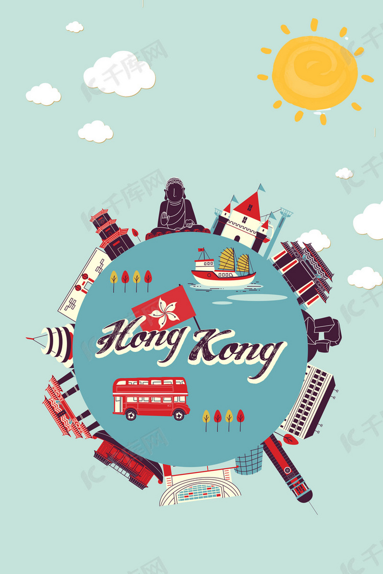 香港旅游海报背景素材