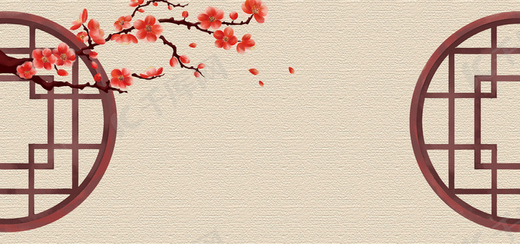 古典水墨手绘梅花中国风海报背景