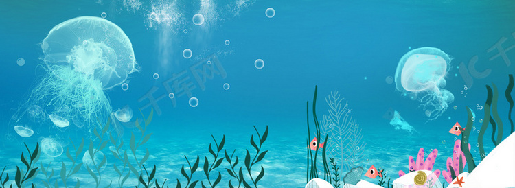 海底世界水母游玩背景
