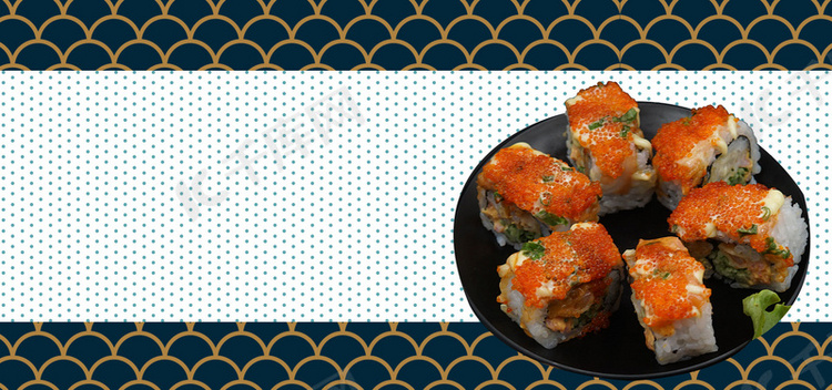美味寿司日系文艺几何背景