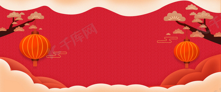 中国风红色喜庆年货节电商海报b
