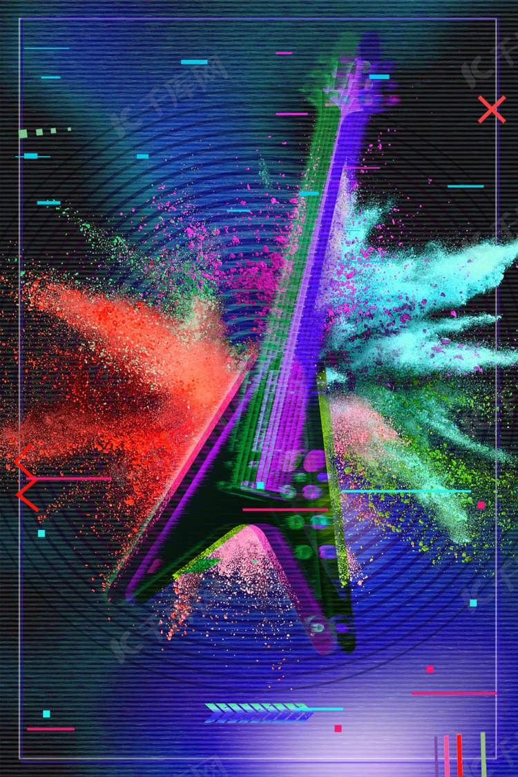 抖音故障风音乐海报背景图片免费下载-千库网