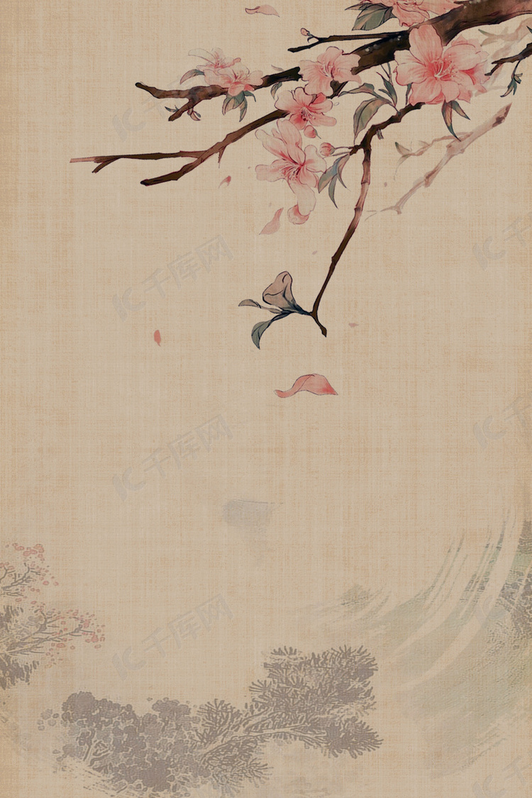 中国风复古工笔画背景模板