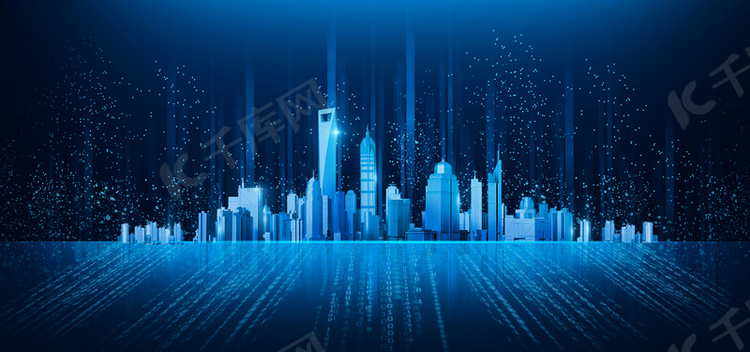 蓝色科技城市光效背景