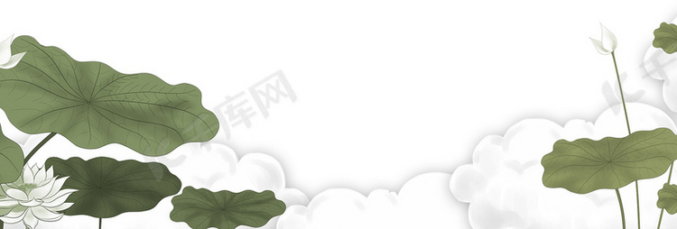 中国风荷叶池塘绿色简约banner