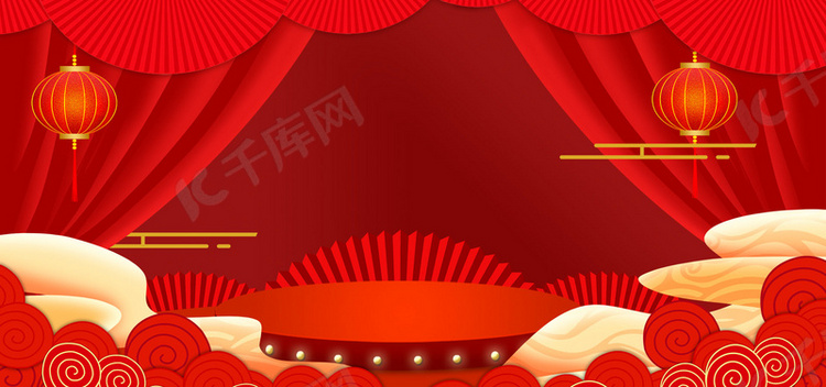 新年年货节喜庆红色海报背景