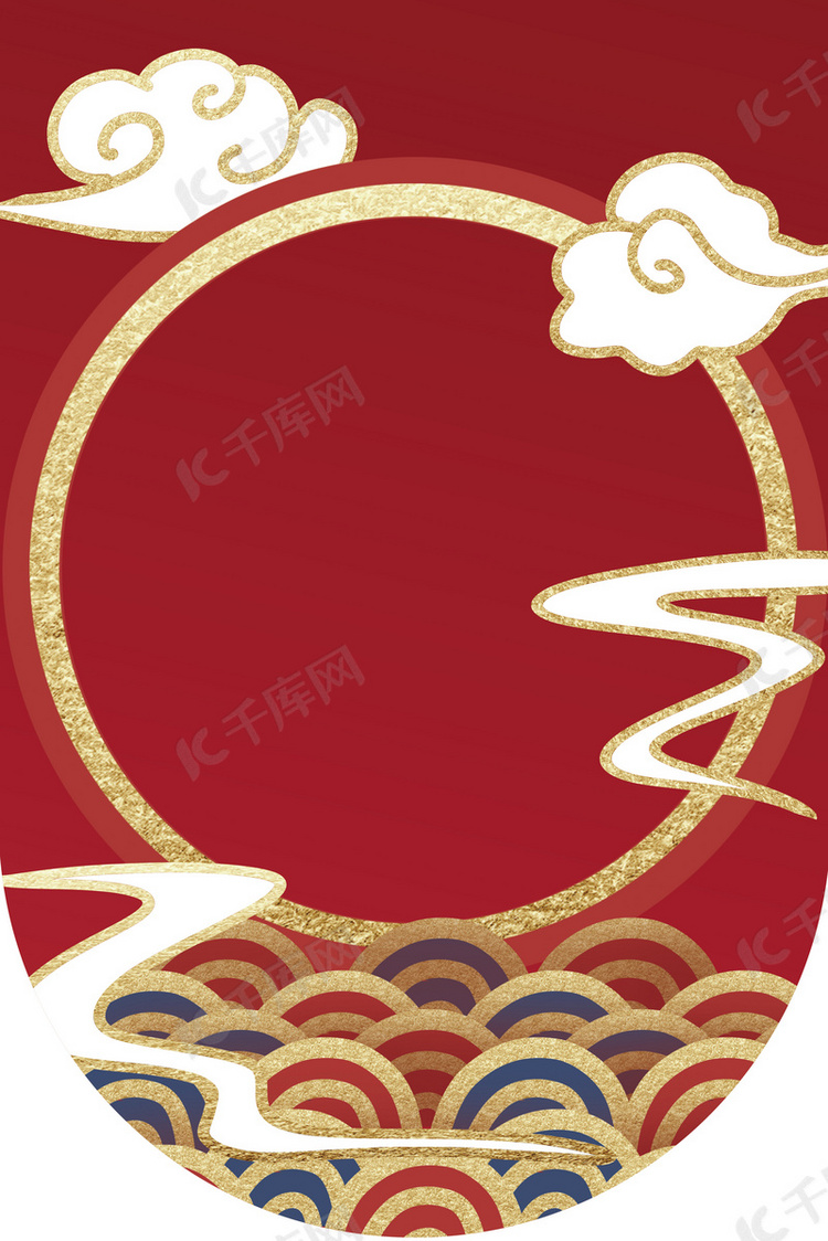 中国复古风烫金吊旗背景边框