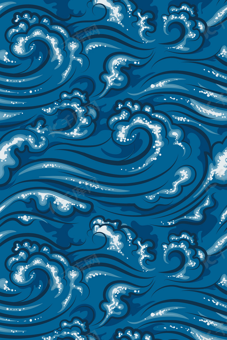 中国风蓝色水波浪底纹背景素材