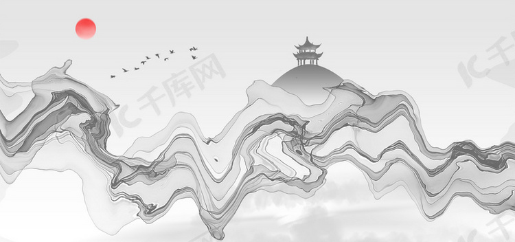 新中式水墨晕染抽象山水