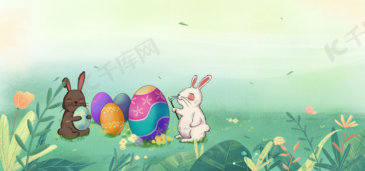 复活节彩蛋兔子卡通简约复活节海