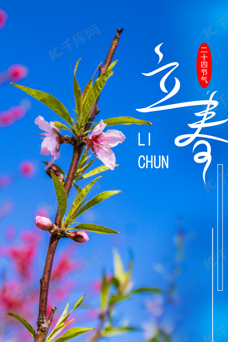 立春节气清新蓝色海报背景