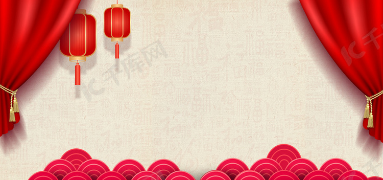 中国风喜庆年货节狂欢海报背景