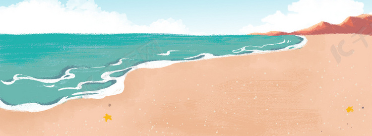 自然海边夏天沙滩海水背景图