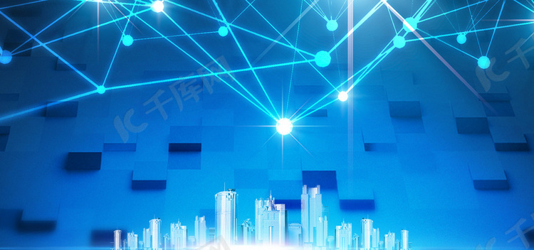 科技数据城市蓝色背景