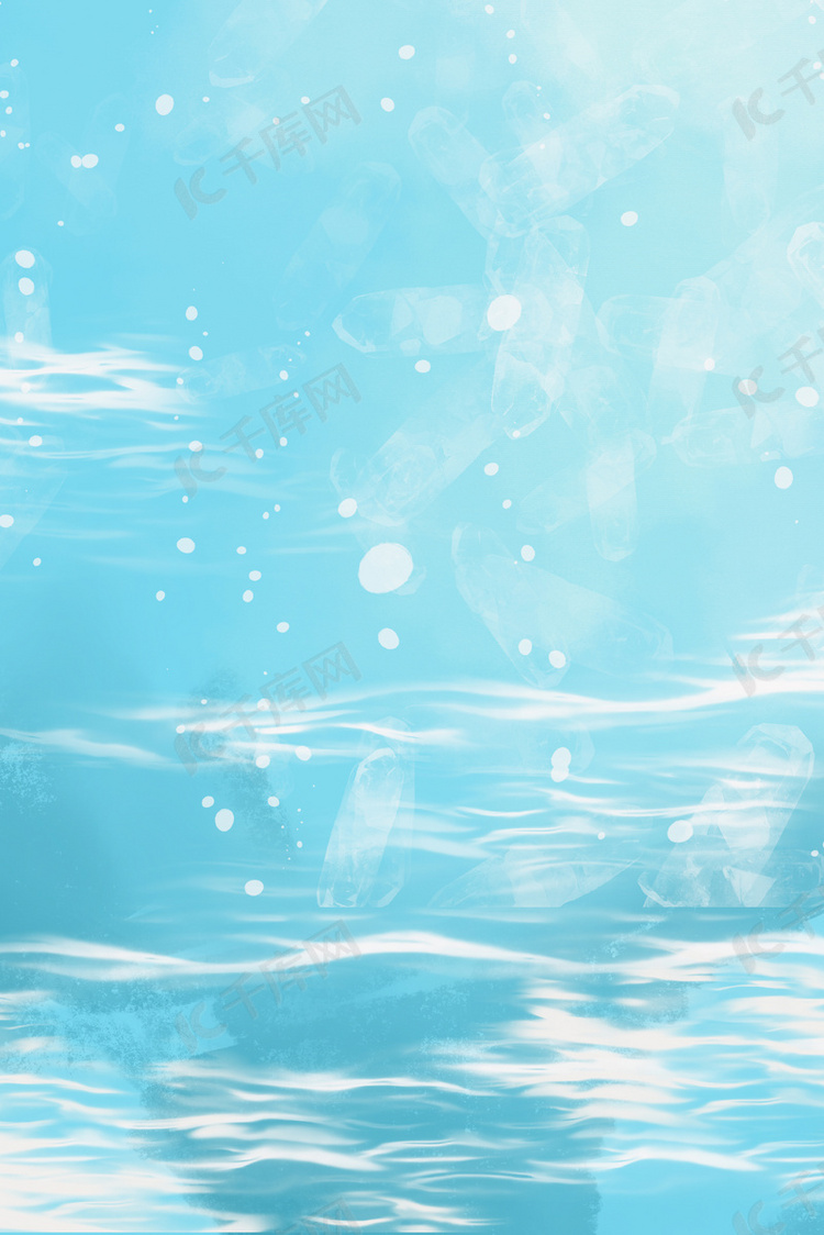 清新水面蓝色水波纹背景图