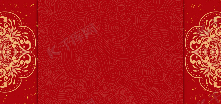 红色中国风花纹底纹简约