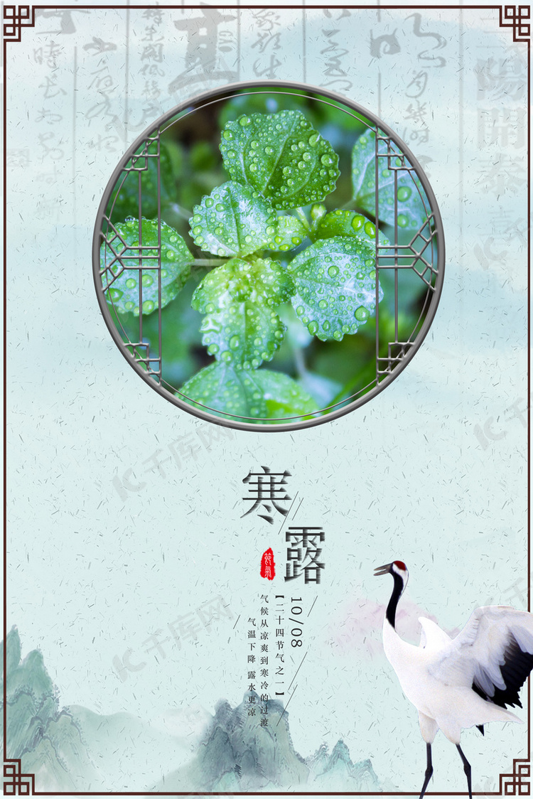 中国风边框寒露传统24节气海报