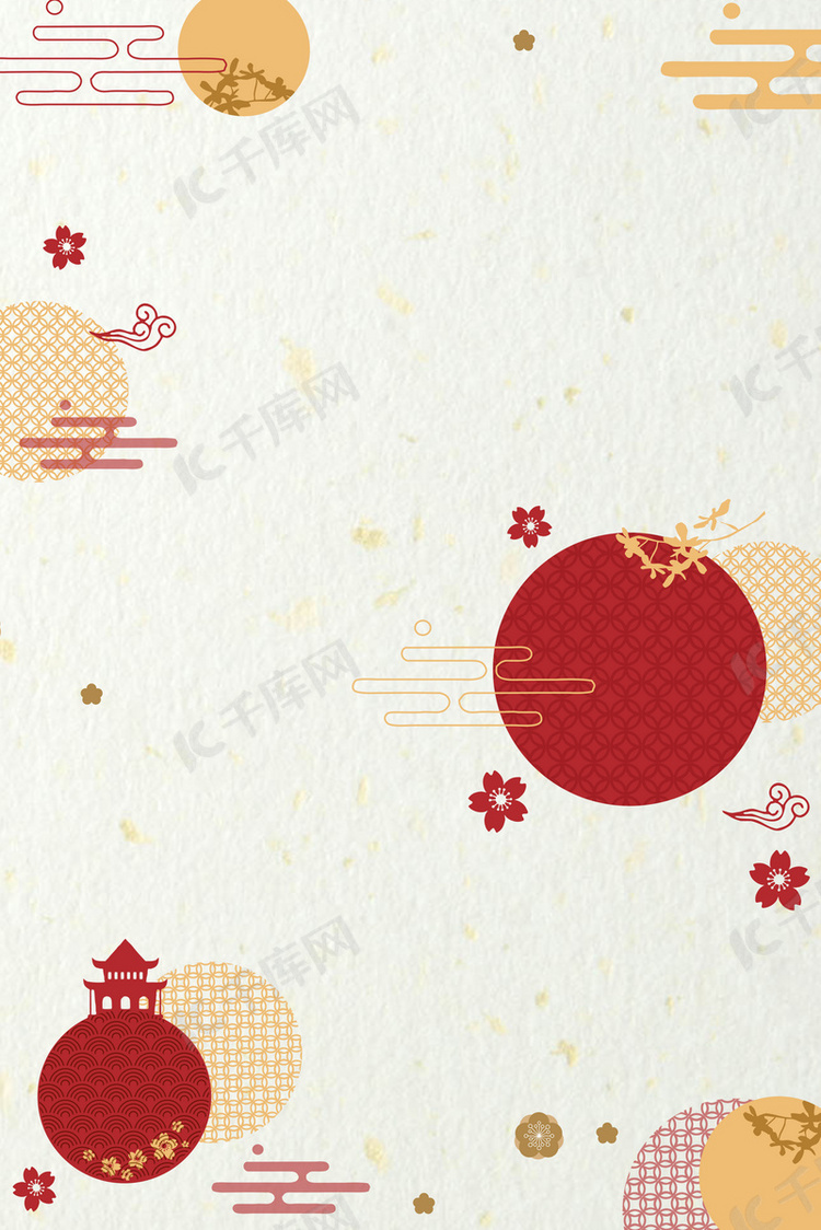 红色日式和风纹饰背景