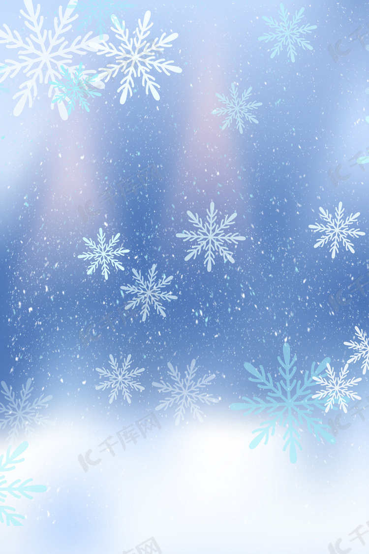 蓝色唯美雪花高清背景