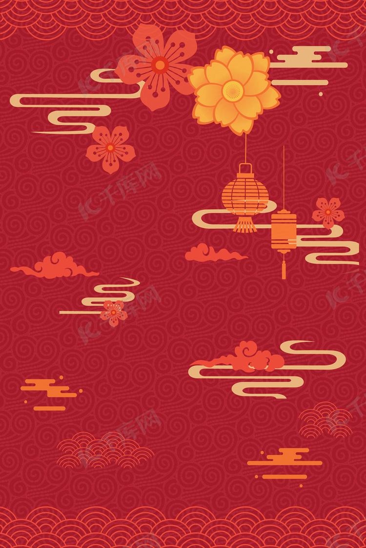 红色中国风装饰花纹背景