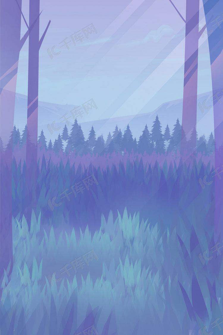 蓝色紫色唯美自然背景图