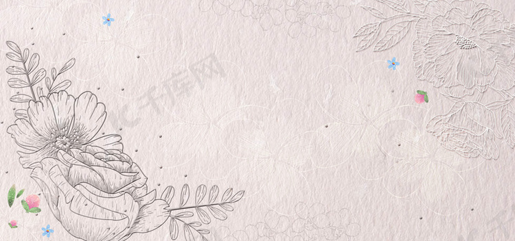 淡雅线描花卉底纹背景