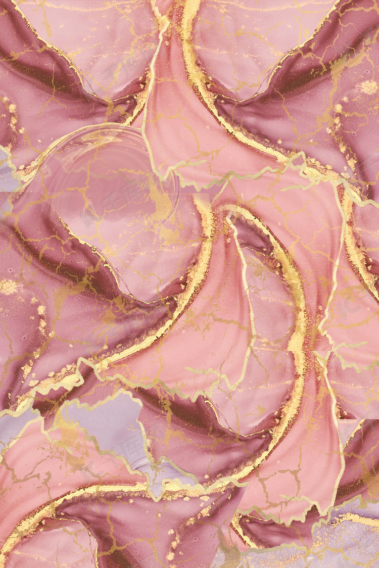粉色抽象金粉大理石背景
