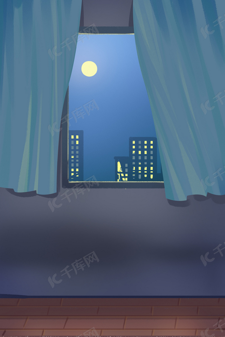 室内窗户夜晚晚上背景图