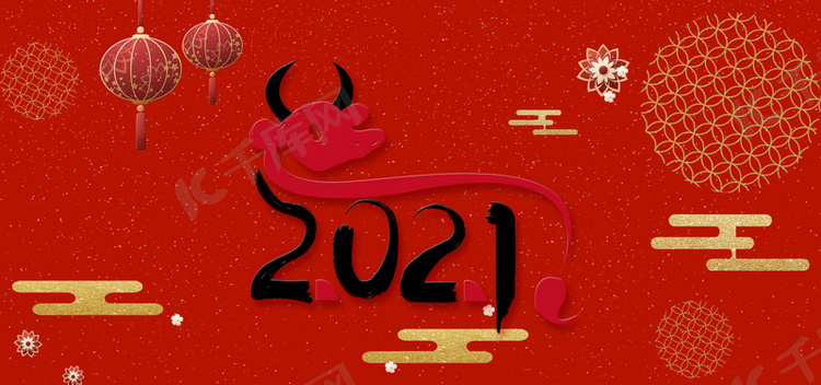 红色大气中国风2021背景